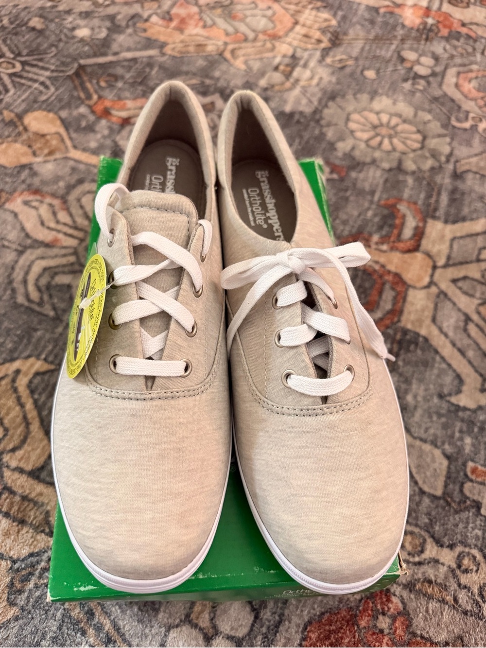 Grasshoppers Ortholite Beige Canvas Lace-Up Sneakers